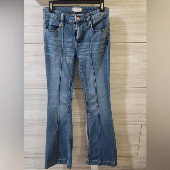 Free People Pintuck Flare Jeans Chevron Pocket flare 28 - Picture 3 of 3